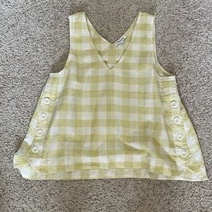 madewell side button tank top in gingham check